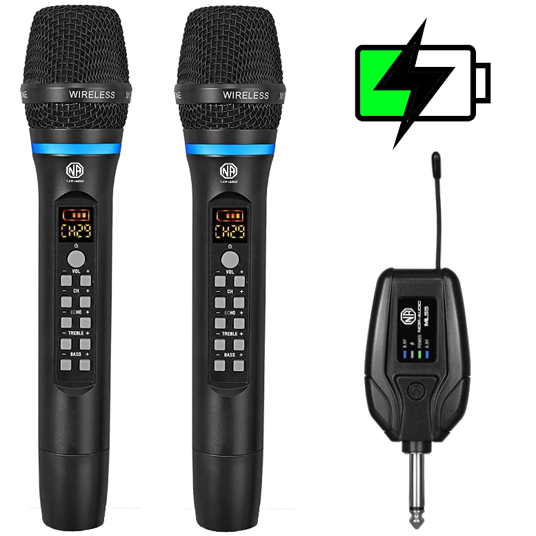 NOIR-audio ML55 два беспроводных аккумуляторных микрофона с регулировками для вокала и компактный перезаряжаемый приёмник